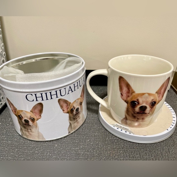 Home Essentials Other - Chihuahua Dog Metal Tin and Ceramic Coffee & Tea Mug Gift Set NEW
